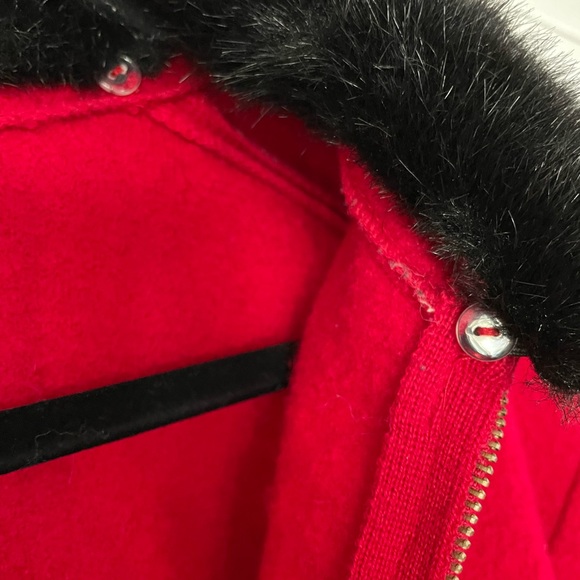 Lisa International Red Wool Jacket w/Fur Collar - Picture 3 of 3